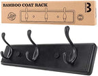 Badiano Heavy Duty Wooden Coat Rack, Wall-Mounted Organizer, 14 Inch, Black by BADIANO
