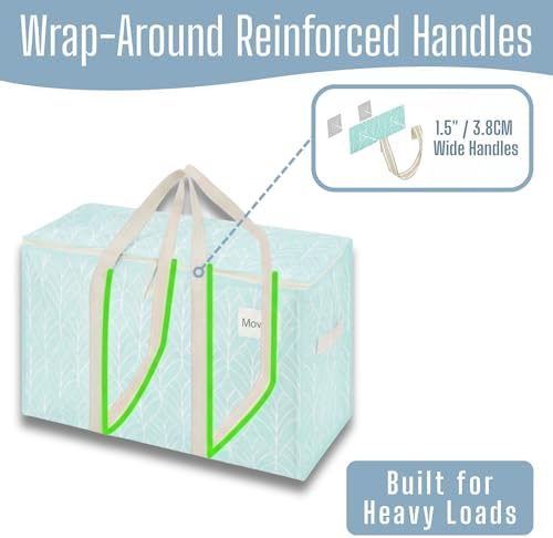 VENO 4 Pack Heavy Duty Moving Bags, Extra Large Storage Bags with Reinforced Handles & Strong Zippers, Foldable & Reusable Moving Box Alternative for Clothes & Dorm Storage - Image 2