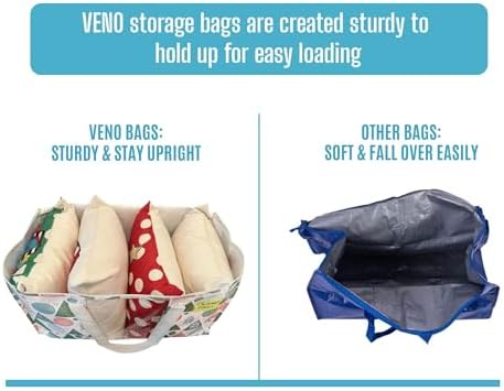 VENO 4 Pack Moving Bags, Large Christmas Storage Bins with lids, Packing Supplies for College, Alternative to Moving Boxes, Foldable, Heavy-Duty Tote, Christmas Pattern (Pastel Forest, 4 Pack) - Image 6