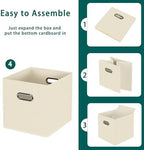 Black Foldable Storage Cubes Bins, Fabric Storage Box Cubes Organizer Baskets with Dual Handles for Home Organizer,Set of 6,(Creamy-White) - Image 6