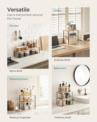SONGMICS Cabinet Organizer Shelf, Set of 4 Spice Rack, Kitchen Storage - Image 6