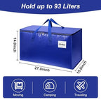 4 Pack XL Heavy Duty Moving Bags with Reinforced Stitching & Smooth Dual Zippers, Large Capacity Storage Totes for Clothes, Closet, Travel & Home Organization, Blue - Image 2