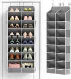 Yecaye 16-24 Pairs Over the Door Shoe Organizer, Large Capacity Hanging Shoe Rack for Door Hanger with Deep Pockets, 8 Tier Shoe Holder for Sneakers Boots Heels College Dorm Essentials, Grey by Yecaye