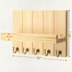 Rebee Vision Key Holder Wall Mount with 5 Hooks for Entryway, Original Wood - Image 2