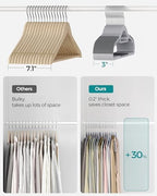 SONGMICS Pack of 30 Coat Hangers, Space-Saving Plastic Clothes Hangers | Non-Slip, 0.2 Inches Slim, 16.5 Inches Wide, 360° Swivel Silver Hook, Light Gray and Dark Gray, UCRP20G30 - Image 6