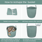 XUANGUO Cotton Rope Laundry Basket Hamper for Clothes Large Light Green - Image 6