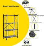 BRIAN & DANY Metal Storage Shelves - 4 Tier Shelving Unit, Folding Display Shelf Racks No Assembly for Vendors and Craft Shows, Black (2Pcs) - Image 4