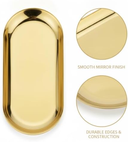 Effortless Organization Oval Tray, Stainless Steel Catchall for Keys & Jewelry, Decorative Vanity or Entryway Organizer - Image 6