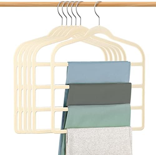 Velvet Hangers Space Saving Non Slip Pant Velvet Hangers Multi Layer Hanger by DUDUCOFU