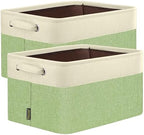 BALEINE 2 Pack Fabric Closet Storage Bins for Shelves, Linen Closet Organizers and Storage, Decorative Baskets for Organizing, Shelf, Clothes, Home, Office (Green, 14''x10''x8.5'') by BALEINE