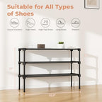 32.3" Widening Design Shoe Rack for Closet 16 Pairs Small Spaces Non-Woven 3 Tier Shoe Organizer Stackable Metal Shoe Shelf for Entryway, Bedroom - Image 3