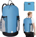 BALEINE 120L Laundry Bag Backpack, 900D Oxford Fabric Large Travel Laundry Bags with Shoulder Straps and 2 Mesh Pockets for College Dorm, Apartment, Laundromat (Blue, 120L) by BALEINE
