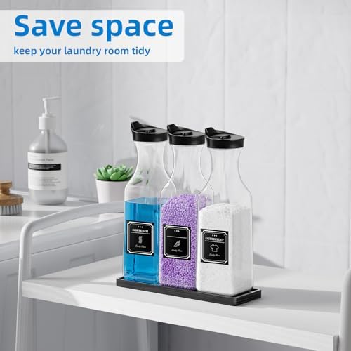 54oz Laundry Detergent Dispenser,Liquid Container with Black Wood Tray - Image 6