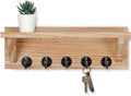 Lwenki Wall Key Holder, Rustic Shelf with Hooks Made of Paulownia Wood Holds Keys, Dog Leash, Bags and More - 13.7" W x 4.7" H x 3.5" D Decorative Key Hanger and Entryway Shelf by Lwenki