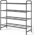 Kitsure Stainless Steel Shoe Rack Organizer, 25.6" Wide - 4 Tier, Black | Sturdy Shoe Rack for Closet and Entryway, Free Standing Shoe Shelf, Closet Organizers and Storage by Kitsure