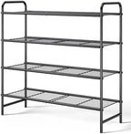Kitsure Stainless Steel Shoe Rack Organizer, 25.6" Wide - 4 Tier, Black | Sturdy Shoe Rack for Closet and Entryway, Free Standing Shoe Shelf, Closet Organizers and Storage by Kitsure