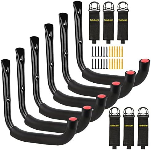 6 Pack 7-Inch Wall Mount Garage Storage Hooks for Ladder & Tools by Tahikem