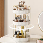 360° Rotating Makeup Organizer, Upgraded 3 Tier Skincare Perfume Organizers for Women, Bathroom Organizer Countertop, Clear Cosmetic Dresser Organizer with Makeup Brush Holder, Sink&Counter(White) by Homelifeassistant