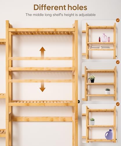 Homde Bamboo Over The Toilet Storage Organizer: Basket and Drawer (Natural) - Image 5