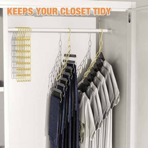 NiHome Clothing Chain Hangers 10-Pack, Space Saving Metal Closet Organizer | 7-Loop Retractable Design Chain Hanger for Compact Storage, Ideal for Travel,Dorm & Office, Wrinkle-Reducing for All Garments - Image 3