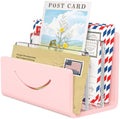 Mail Organizer Envelope Holder - 3 Compartments Pink Acrylic Mail Holder Countertop Home Office Desk Organizer Small File Sorter Vertical Bill Letter Paper Document Storage Rack by ENJOYYOURLIFE