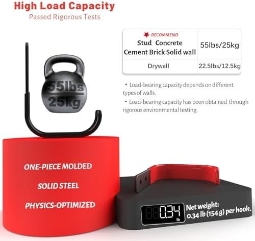 4 Inch Garage Hooks, 6 Pack Heavy Duty Wall Hooks for Hanging - Image 3