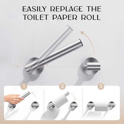 Day Moon™ - Toilet Paper Holder - Modern Roll Holder for Bathroom - 2 Pack - Wall Mount, Brushed Nickel - Image 4
