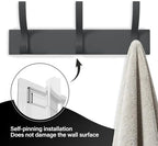 Grey 3-Hook Wall Coat Rack – Modern Metal Hanging Track, No-Drill Adhesive Mount, Space-Saving Entryway Organizer for Jackets, Hats & Bags, Perfect for Bathroom, Bedroom, Hallway (2-Pack) - Image 6