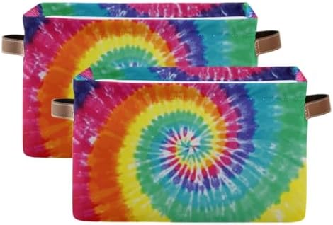 Tie-Dye Rectangular Storage Basket Organizer Bin Shelf Baskets For Clothes Gifts For Home Office Dorm - Image 2