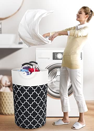 Large Laundry Basket, 82L Tall Collapsible Hamper with Handles, Black - Image 6