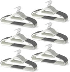 60 Pack Heavy Duty Plastic Hangers, Non Slip Clothes Hangers with Rubber Pads and 360° Hook - Thin Space Saving Hanger, Closet Organizer for Shirt, Pants, Suit, Skirt,Coat - Gray by MLKJHHI