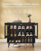 VASAGLE Natural Rattan 3-Tier Shoe Cabinet, 9-12 Pair - Image 4