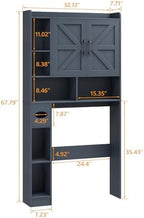 Vabches Over The Toilet Storage Cabinet with 2 Barn Doors, Blue - Image 2