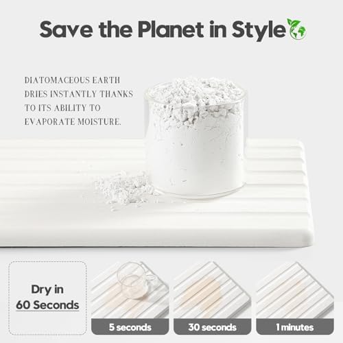 Razborci 2PCS Water Absorbing Stone Drying Tray Mat for Bathroom Sink & Kitchen Counter Organizer, Quick Dry Dish Soap Dispenser Sponge Holder, Vanity Sink Caddy, Drink Bar Coaster, White - 10"*6" - Image 4