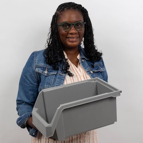 ReadySpace Large Stackable Plastic Storage Bins, 6-Pack, White - Image 2