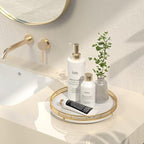 Oroyutor 10-Inch White Wooden Lazy Susan Spice Organizer with Gold Rail - Image 4