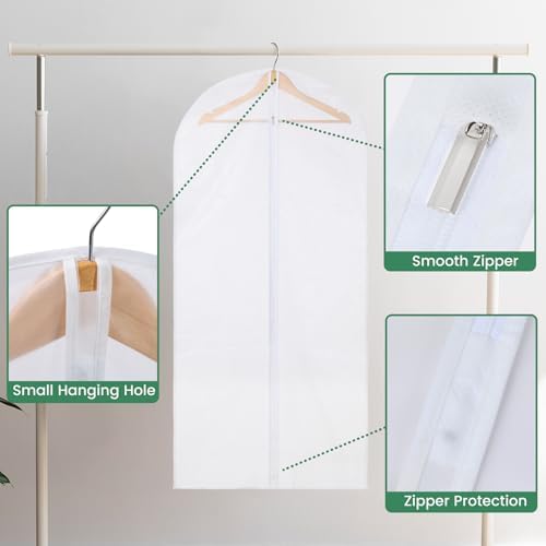 Carbrea 2 Pack Translucent Garment Bags for Hanging Clohes - 24" x 49" - Image 5