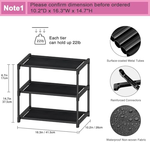 Autonomier 3 Tier Extra Small Shoe Rack (16.3" Wide), Ultra-Lightweight - Image 3
