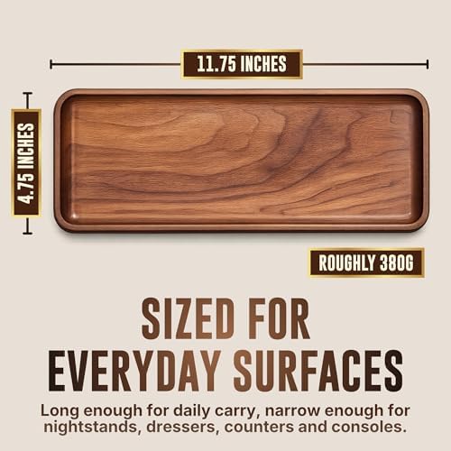 Solid Walnut Tray 11.75 x 4.75, Handmade Wooden Catchall Tray, Rectangle - Image 4