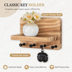 Nekon Key Holder for Wall with Shelf, Pine Wooden Key Hanger, Wood - Image 2