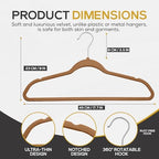 Techzoo 50 Pack New Premium Quality Velvet Hangers Ultra Thin Non Slip Adult Felt Space Saving Hangers for Closet Heavy Duty Coat Pants Jackets Dress Hangers 360° Swivel Hook Hold Upto 10 lbs Bronze - Image 2