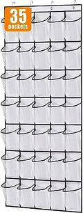 MISSLO 35 Large Pockets Over The Door Shoe Organizer Sturdy Oxford Fabric Hanging Shoe Rack for Door Mesh Closet Shoe Holder Hanger, White by MISSLO