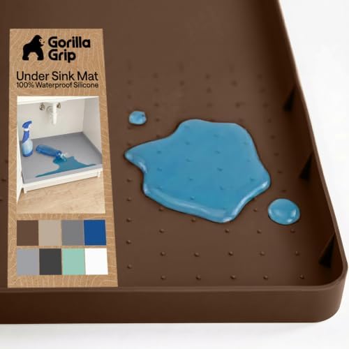 GORILLA GRIP Waterproof Silicone Under Sink Mat, Stay in Place 28x22 Coffee by Unknown
