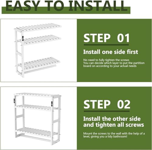Galood Over The Toilet Storage Bathroom Shelves Wall Mounted 3 Tier White - Image 5