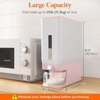 Lifewit Rice Dispenser 25 Lbs, Airtight Storage with Cup, 2 Pack Pink - Image 3