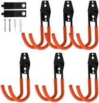 Garage Hooks, 6 Pack Large Round Wall Hooks for Hanging Heavy Duty Ladders, Bikes, Tools Ideal for Garage, Garden, Basement Utility Room Storage (Orange) by CRXCRC