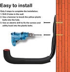 6 Pack 7-Inch Wall Mount Garage Storage Hooks for Ladder & Tools - Image 6