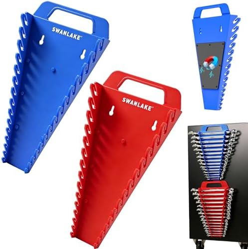 SWANLAKE Magnetic Wrench Organizer Toolbox Holder, 2-Pack SAE (1/4'' to 1-1/16''), Metric (6mm to 27mm) Ratchet Wrench Organizers, Total Hold 30 Slots Wrench Holders for Tool Box by SWANLAKETOOLS