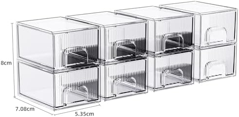ZHIAI 8 Pack Clear Stackable Storage Drawer, Acrylic Drawer, Cosmetic Organizer, Plastic Organizer for Dresser, Under, Kitchen Cabinet, Pantry, Home Organization and Storage - Image 3