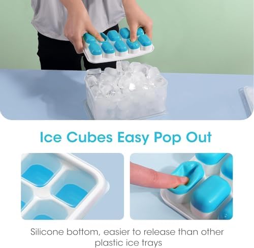 DOQAUS Ice Cube Tray with Lid and Bin,4 Pack Ice Cube Trays for Freezer - Image 5